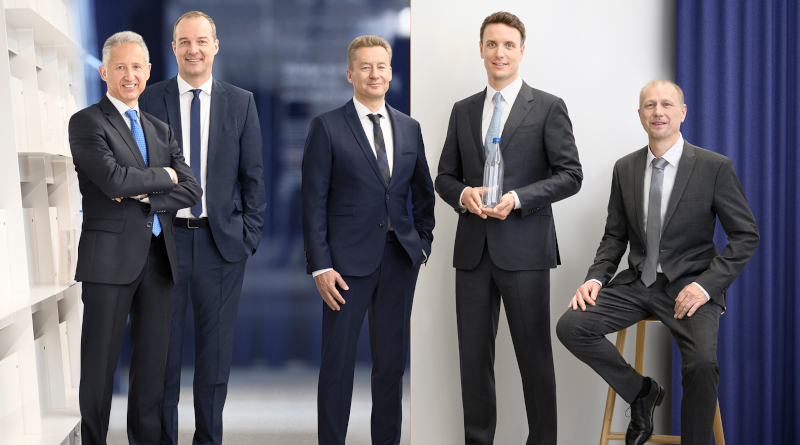 The ALPLA Management Board (from left): Ricardo Rehm (CFO), Walter Ritzer (COO), Nicolas Lehner (CCO), Philipp Lehner (CEO) and Klaus Allgäuer (CTO).